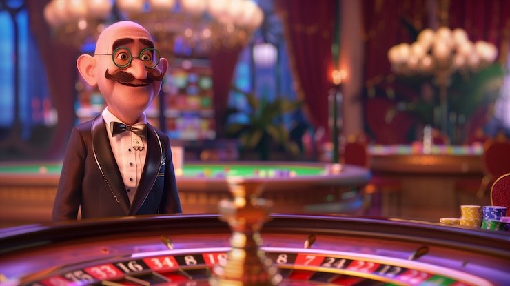 Tampilan Lucky Twins di aplikasi mobile pttogell menampilkan dua dealer dalam studio live dengan kartu dan roda roulette